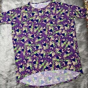 Lularoe Irma Tunic Shirt Purple Kermit Miss Piggy Muppets Heart Size Large